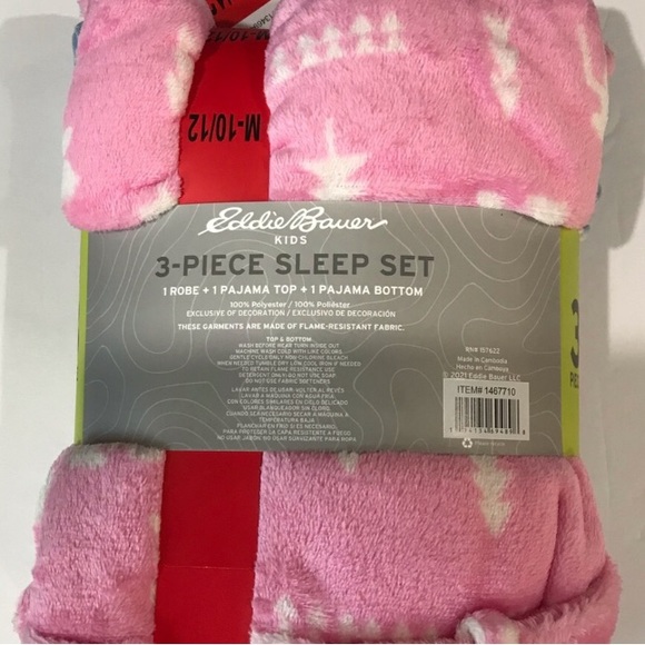 Eddie Bauer Kids Girls 3 Piece Set Robe Pajama Sleep Set - Picture 7 of 8